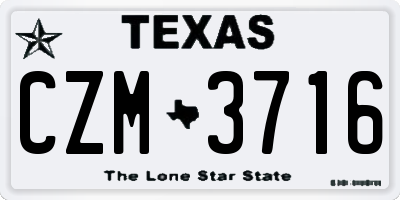 TX license plate CZM3716