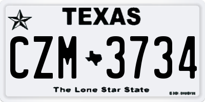 TX license plate CZM3734