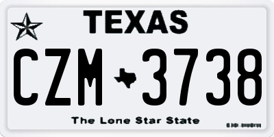 TX license plate CZM3738