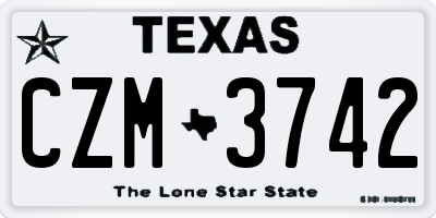 TX license plate CZM3742
