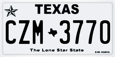 TX license plate CZM3770