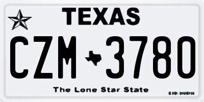 TX license plate CZM3780