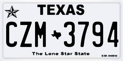 TX license plate CZM3794