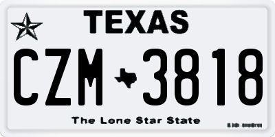 TX license plate CZM3818