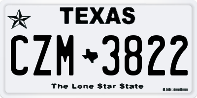 TX license plate CZM3822