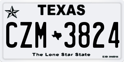 TX license plate CZM3824