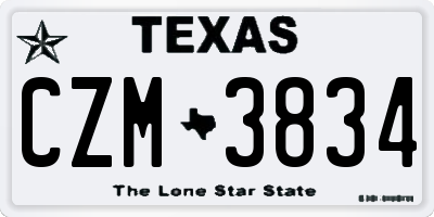TX license plate CZM3834