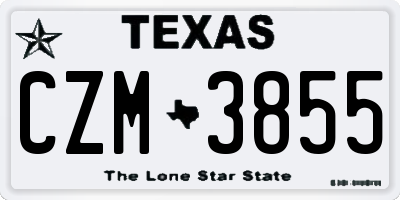TX license plate CZM3855
