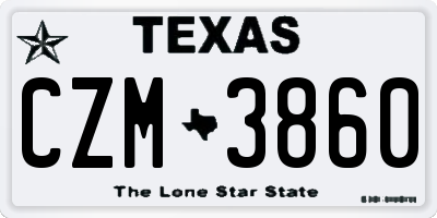 TX license plate CZM3860