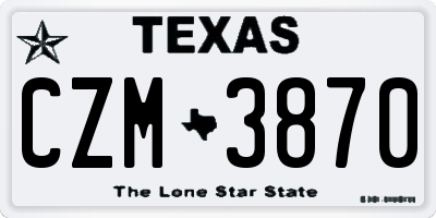 TX license plate CZM3870