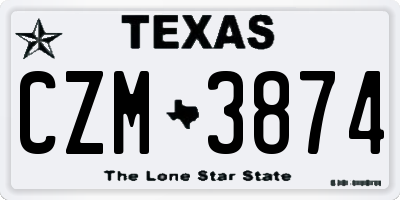 TX license plate CZM3874