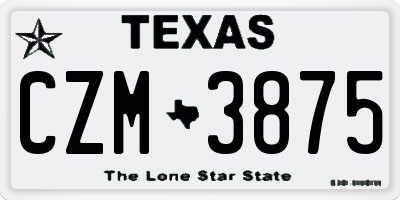 TX license plate CZM3875