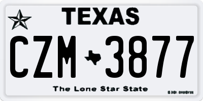 TX license plate CZM3877
