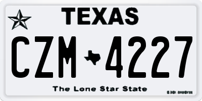 TX license plate CZM4227