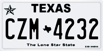 TX license plate CZM4232