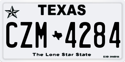 TX license plate CZM4284