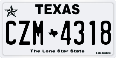 TX license plate CZM4318