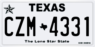 TX license plate CZM4331