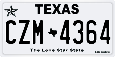 TX license plate CZM4364