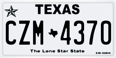 TX license plate CZM4370