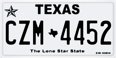 TX license plate CZM4452