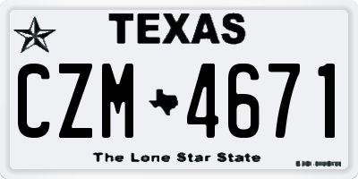 TX license plate CZM4671