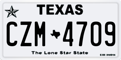 TX license plate CZM4709