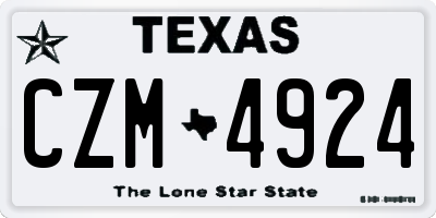 TX license plate CZM4924