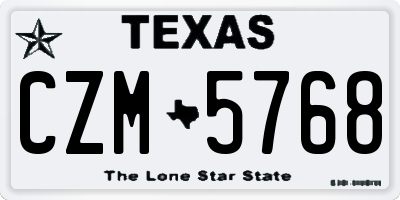TX license plate CZM5768
