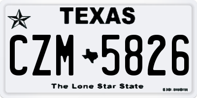 TX license plate CZM5826
