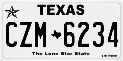 TX license plate CZM6234