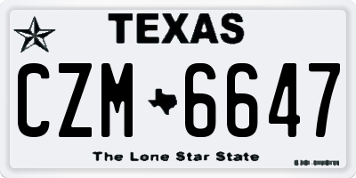 TX license plate CZM6647