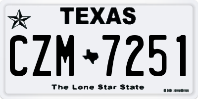 TX license plate CZM7251