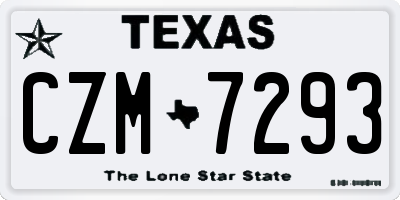 TX license plate CZM7293