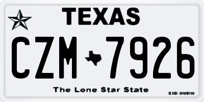 TX license plate CZM7926