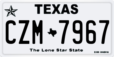 TX license plate CZM7967