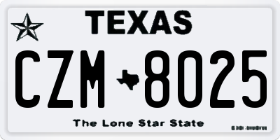 TX license plate CZM8025