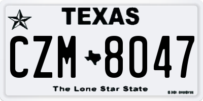 TX license plate CZM8047