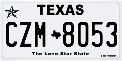 TX license plate CZM8053