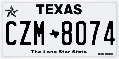 TX license plate CZM8074