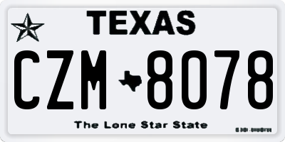 TX license plate CZM8078