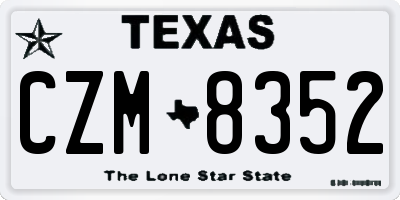 TX license plate CZM8352