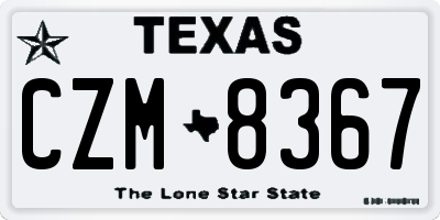 TX license plate CZM8367