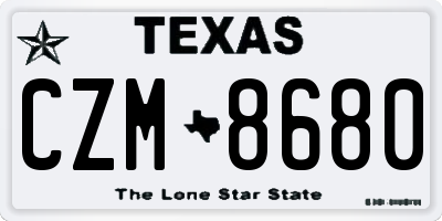 TX license plate CZM8680