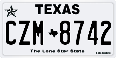 TX license plate CZM8742