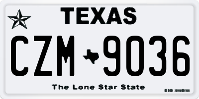 TX license plate CZM9036