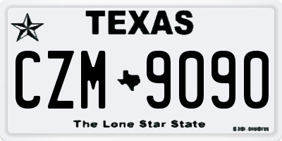 TX license plate CZM9090