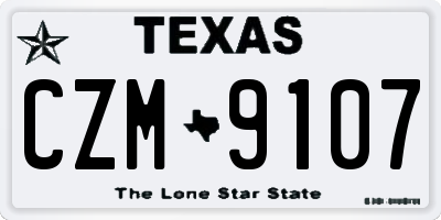 TX license plate CZM9107