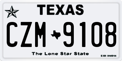 TX license plate CZM9108