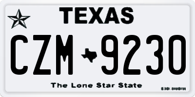 TX license plate CZM9230